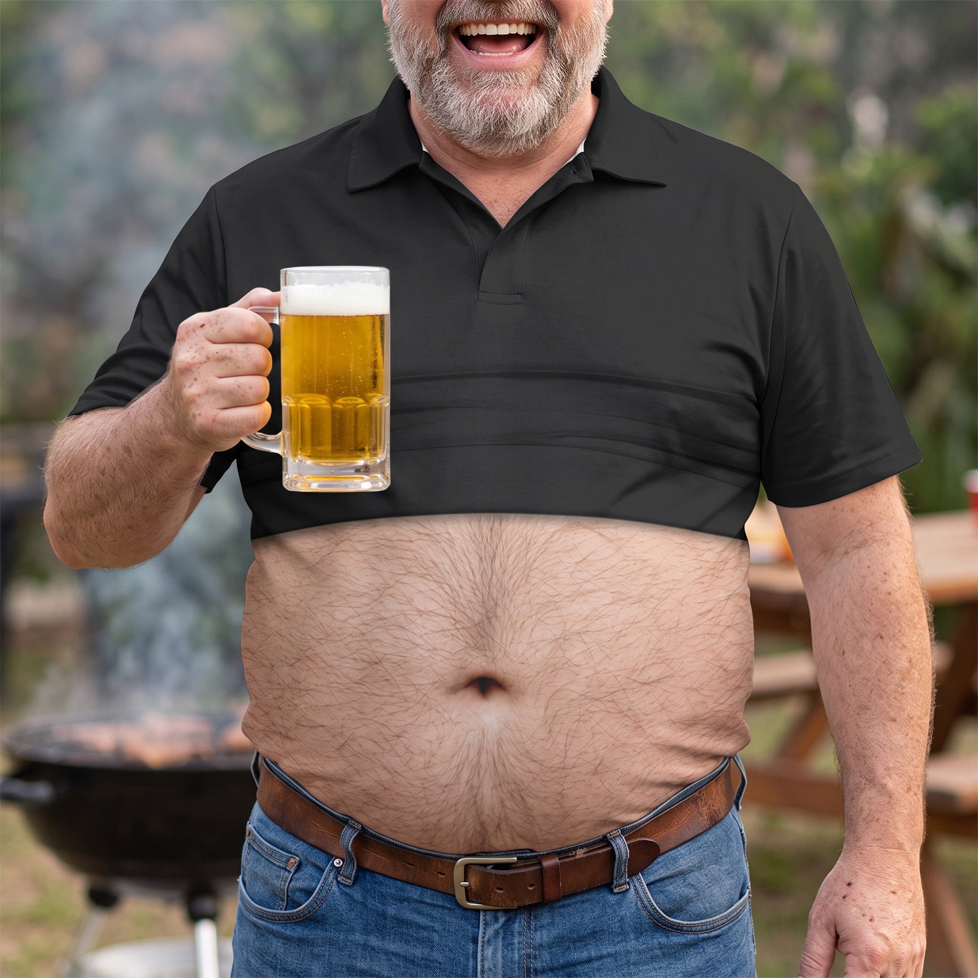 Gag Personalized Polo Shirt -  Funny Belly For Men, Dad Bod,Husband