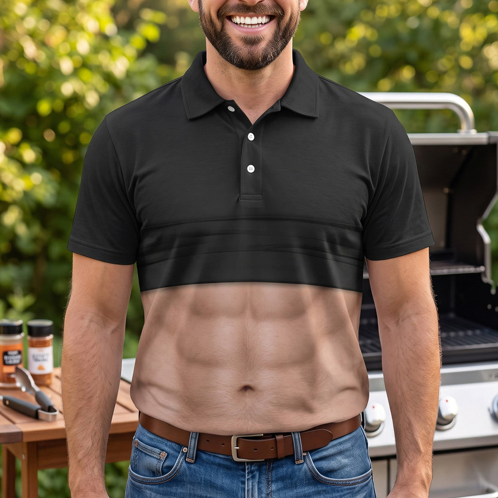 Gag Personalized Polo Shirt -  Funny Belly For Men, Dad Bod,Husband