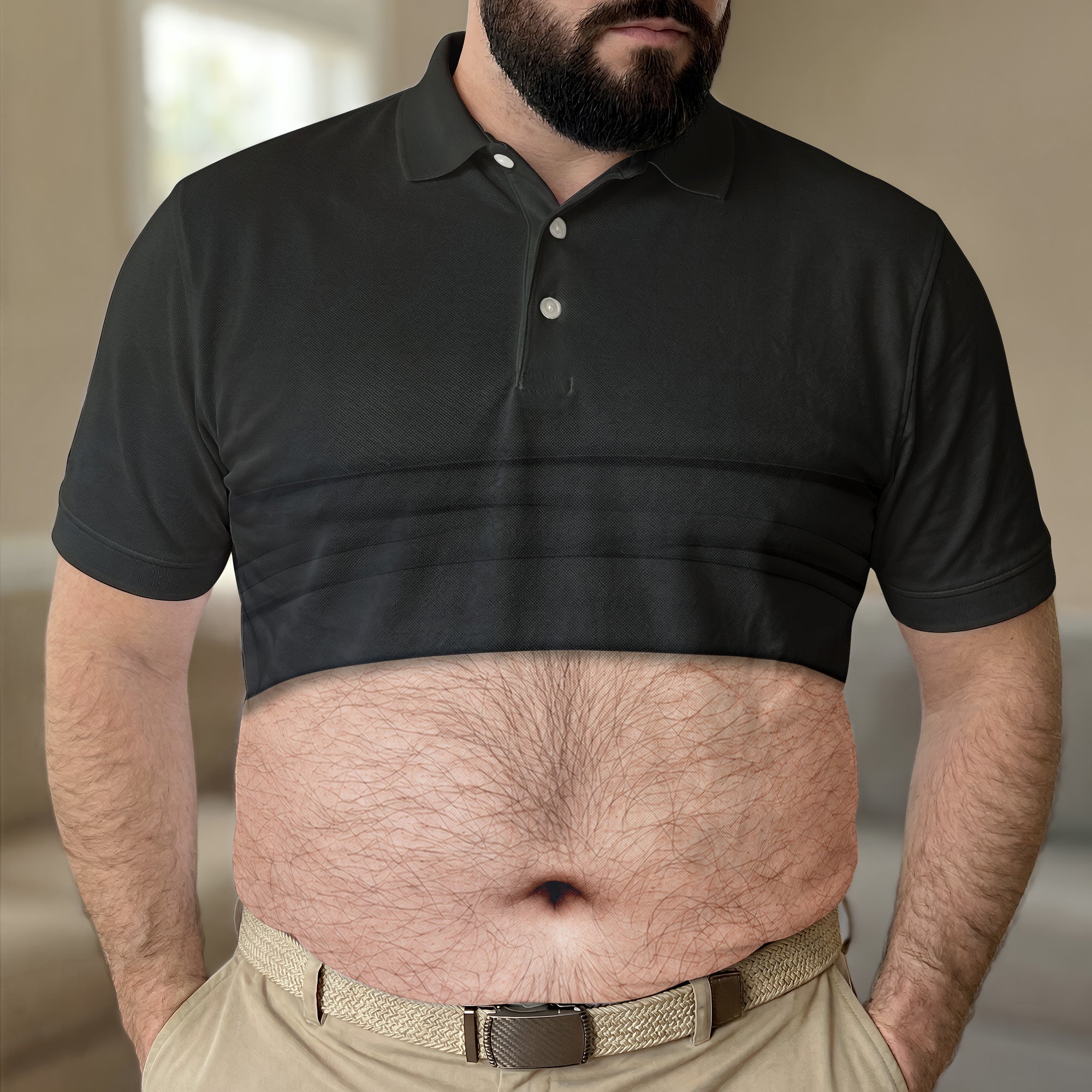Gag Personalized Polo Shirt -  Funny Belly For Men, Dad Bod,Husband