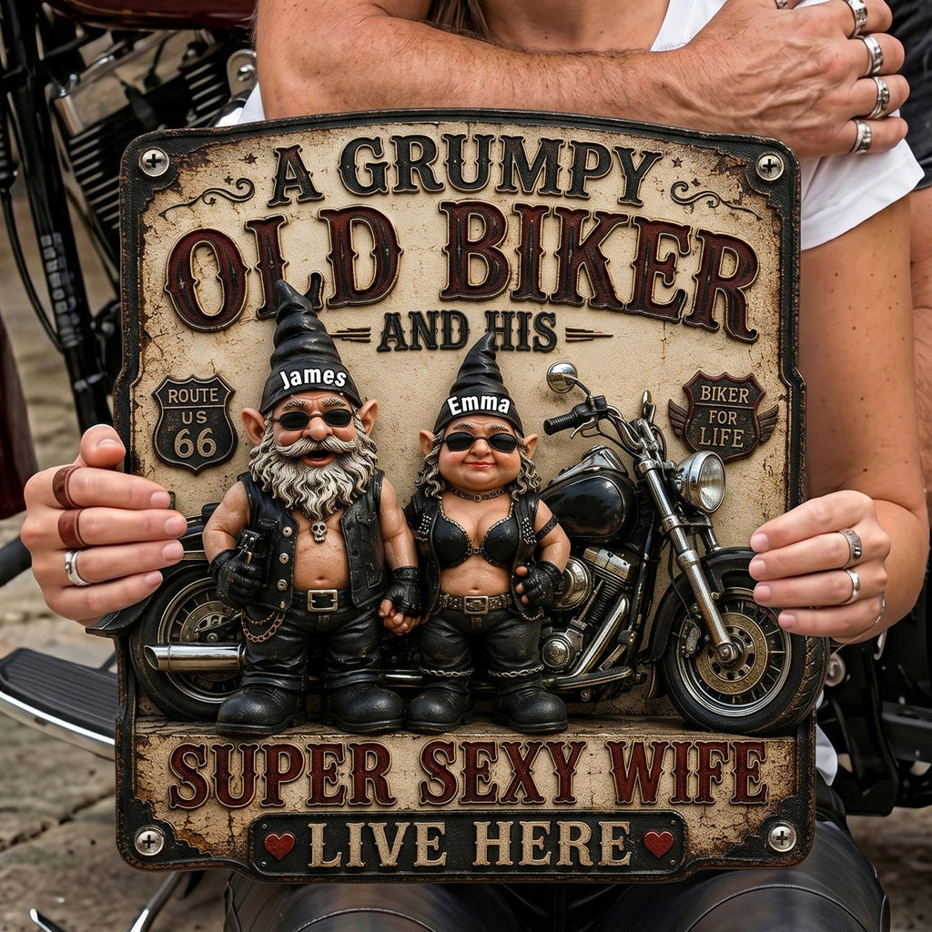 Biker Couple Metal Sign - Personalized Gifts For Couples