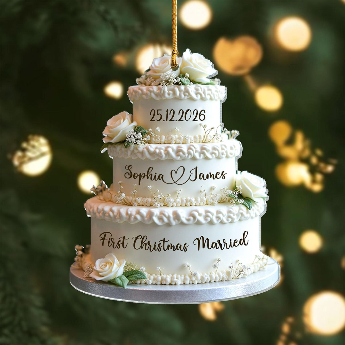 Personalized Wedding Cake First Christmas Married Ornament - Custom Mr & Mrs Name Wedding Ornament
