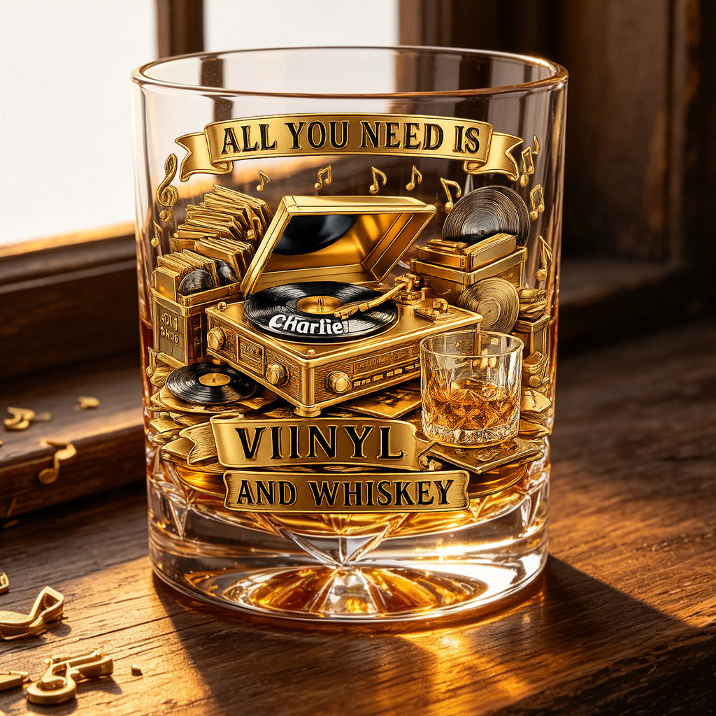 Soul-stirring Vinyl Record Round Glass, Personalized Gifts For Drinking & Vinyl Record Lovers