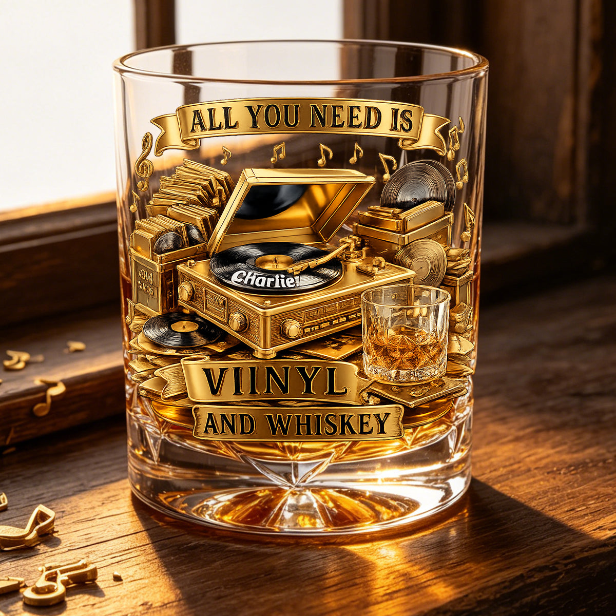 Soul-stirring Vinyl Record Round Glass, Personalized Gifts For Drinking & Vinyl Record Lovers