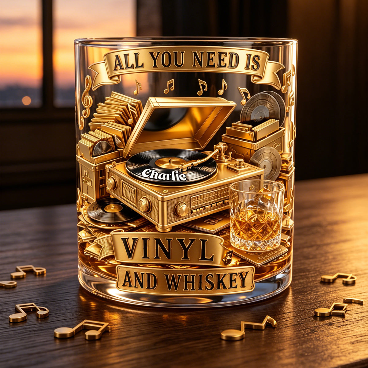 Soul-stirring Vinyl Record Round Glass, Personalized Gifts For Drinking & Vinyl Record Lovers