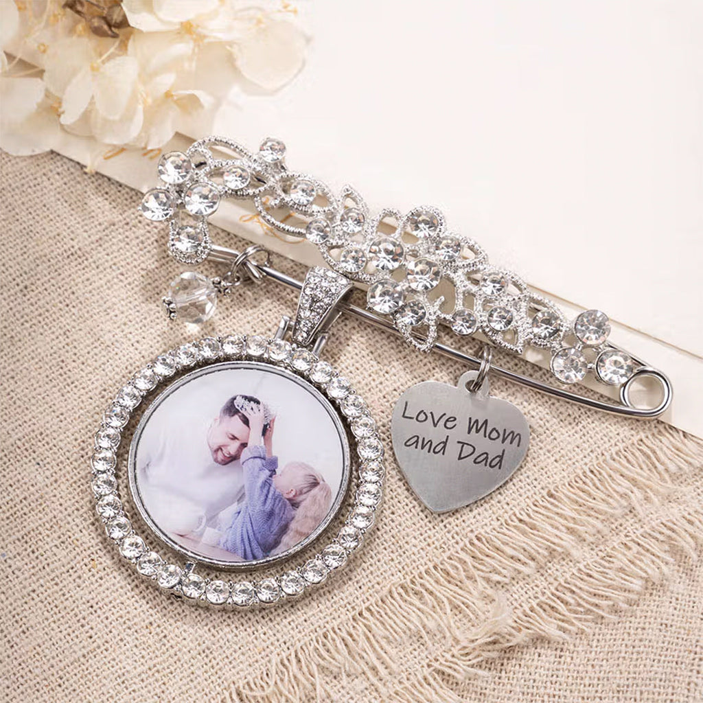 Today a Beautiful Bride Tomorrow a Loving Wife Always My Wonderful Daughter - Personalized Engraved Bouquet Charm Pin Brooch