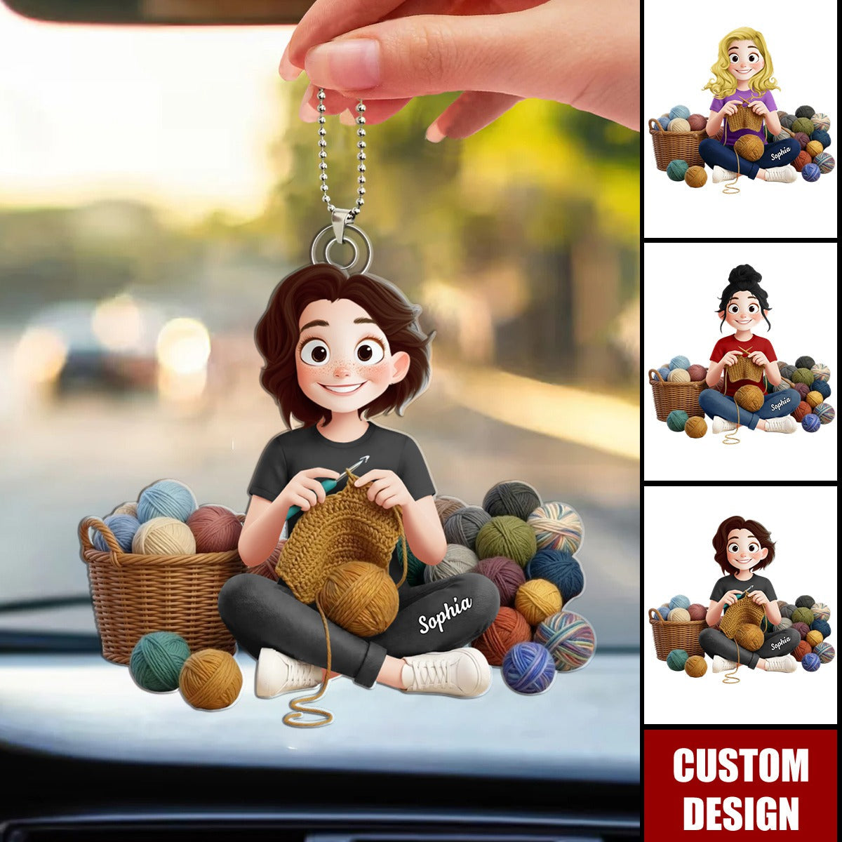 Knitting ,Crochet - Personalized Acrylic Car Ornament