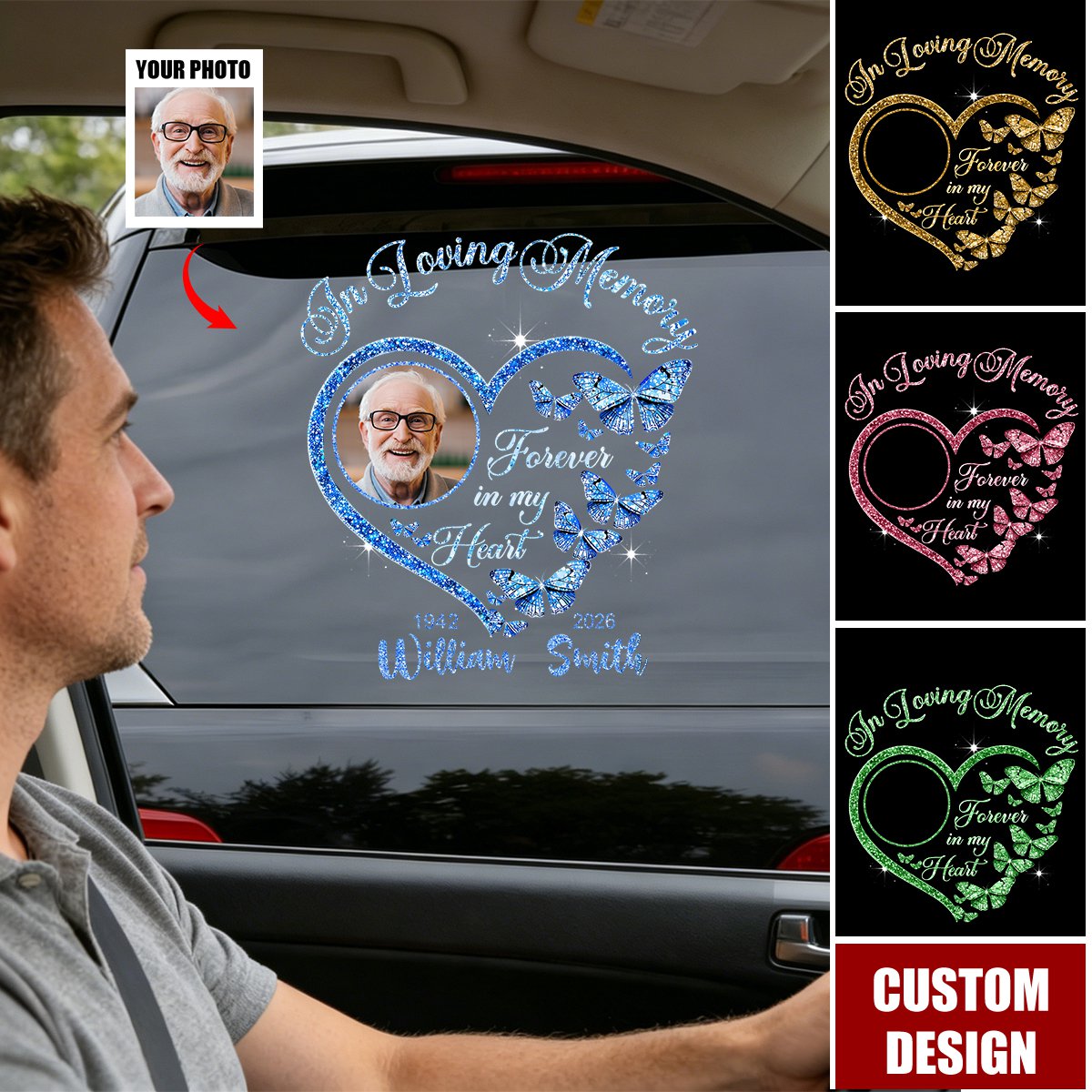 Personalized Forever In My Heart Car Window Decal Sticker