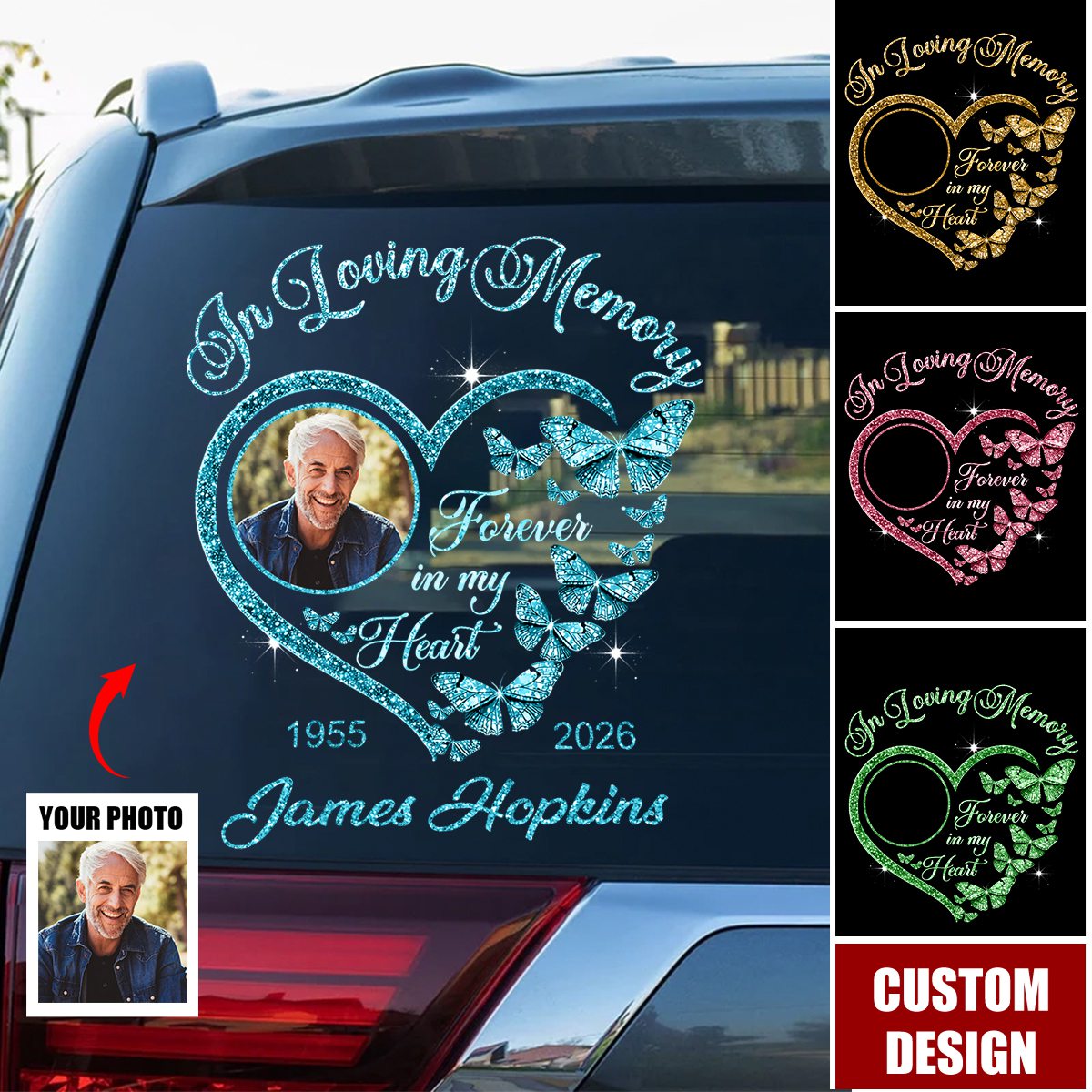 Personalized Forever In My Heart Car Window Decal Sticker
