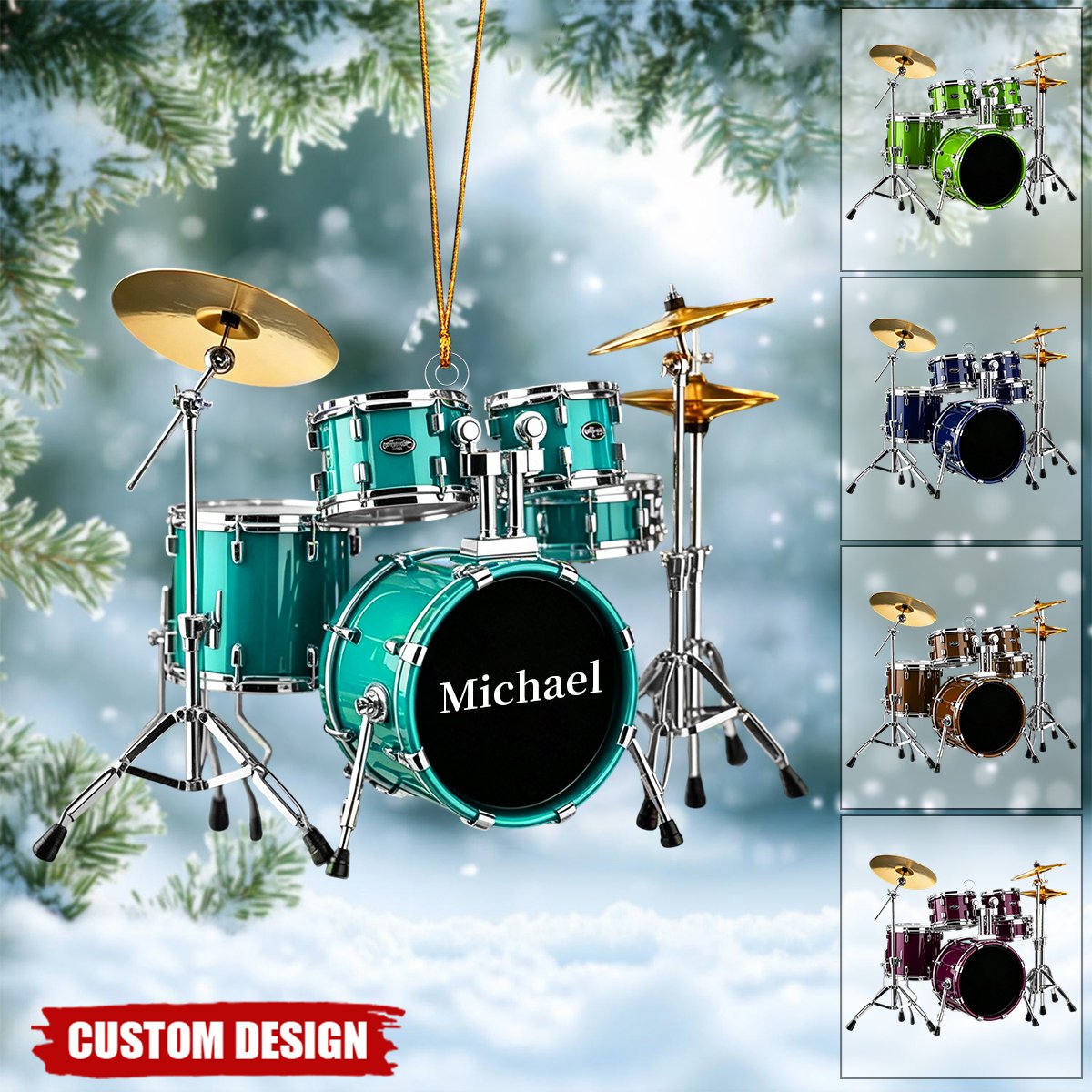 Personalized Drum Set Ornament - Drummer Gift, Music Lover Gift