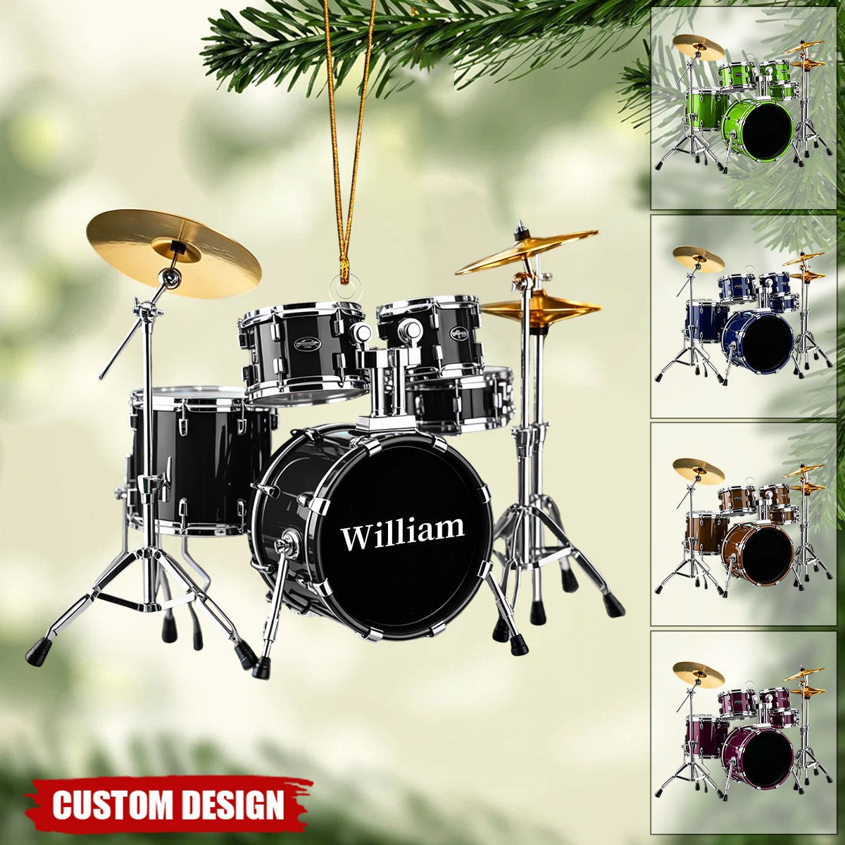 Personalized Drum Set Ornament - Drummer Gift, Music Lover Gift