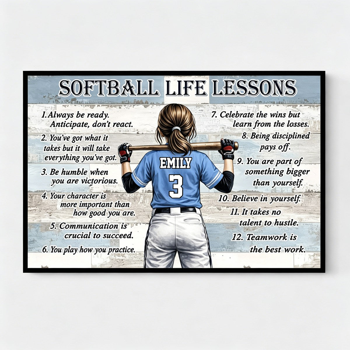 Personalized Baseball & Softball Life Lessons Poster - Gift for Sports Families
