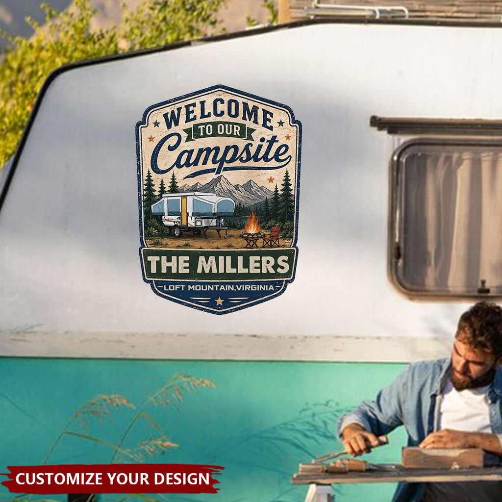 Custom Camper Sticker with Name & Location - Personalized Adventures RV Decal - Sleep Under The Stars