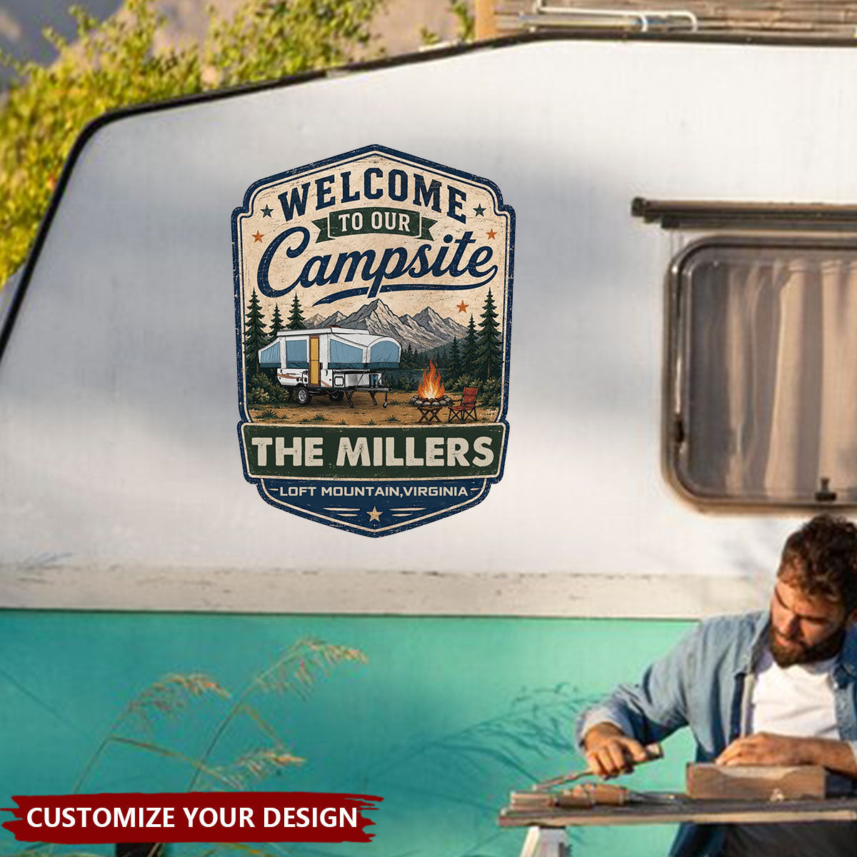 Custom Camper Sticker with Name & Location - Personalized Adventures RV Decal - Sleep Under The Stars