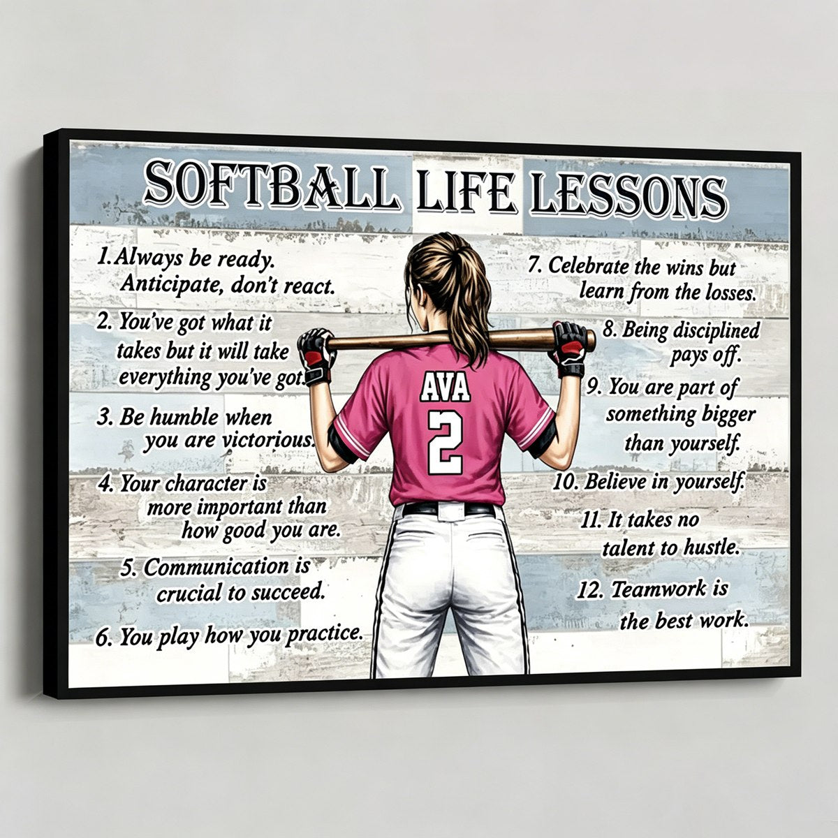 Personalized Baseball & Softball Life Lessons Poster - Gift for Sports Families