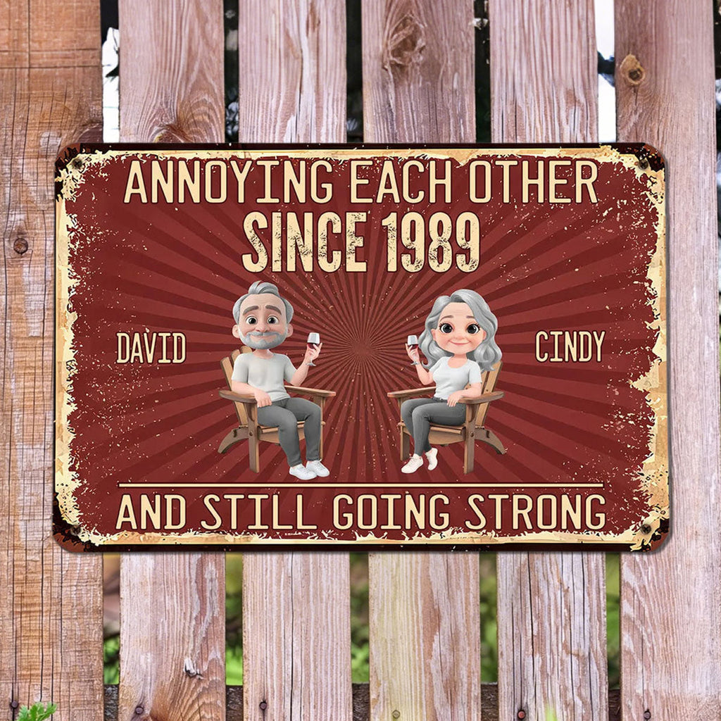Custom Home Decor Metal Sign - Personalized Anniversary Wedding Gifts For Husband And Wife - Still Going Strong Humor
