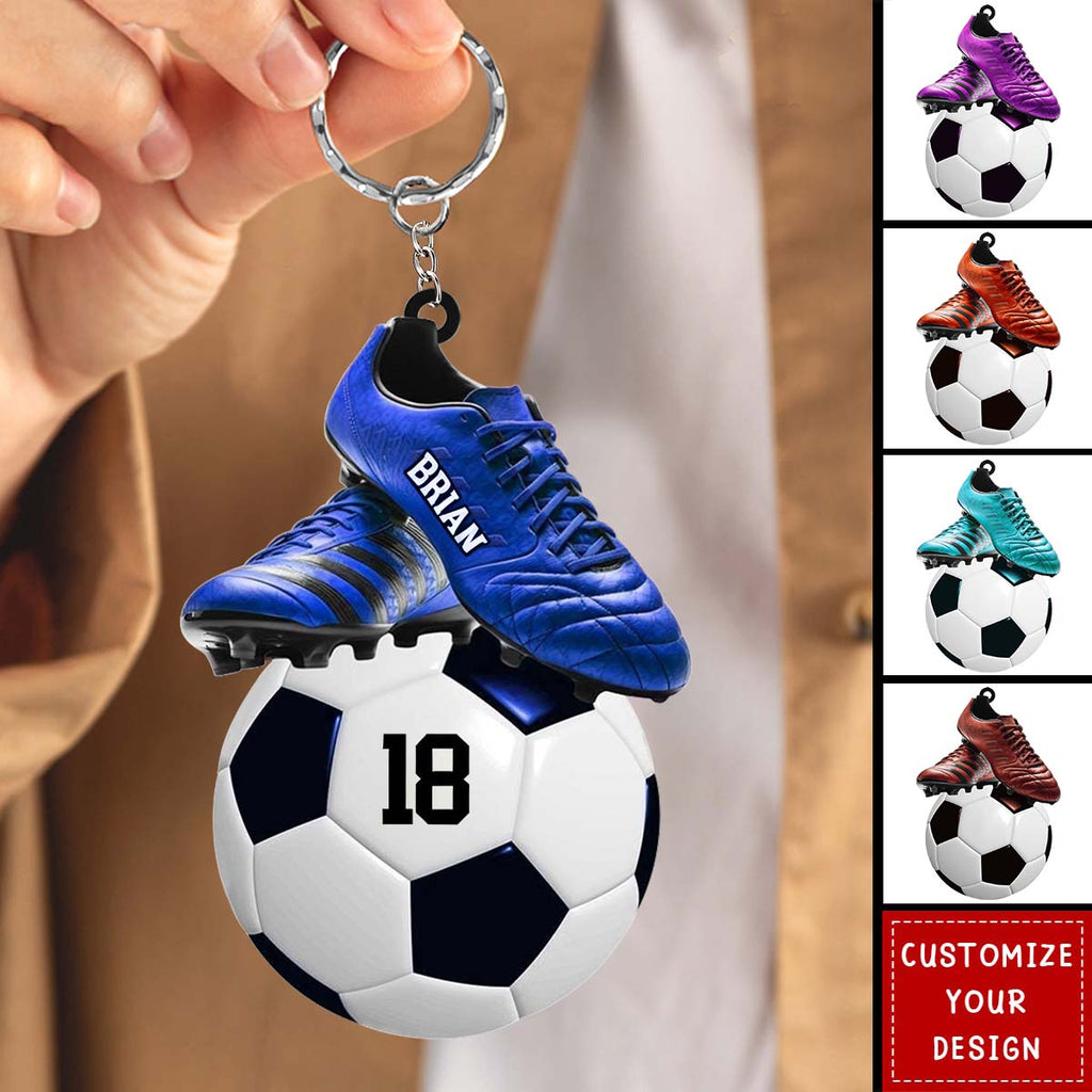 Personalized Soccer/Football Keychain: Custom Name & Number, Unique Gift for Soccer/Football Lovers
