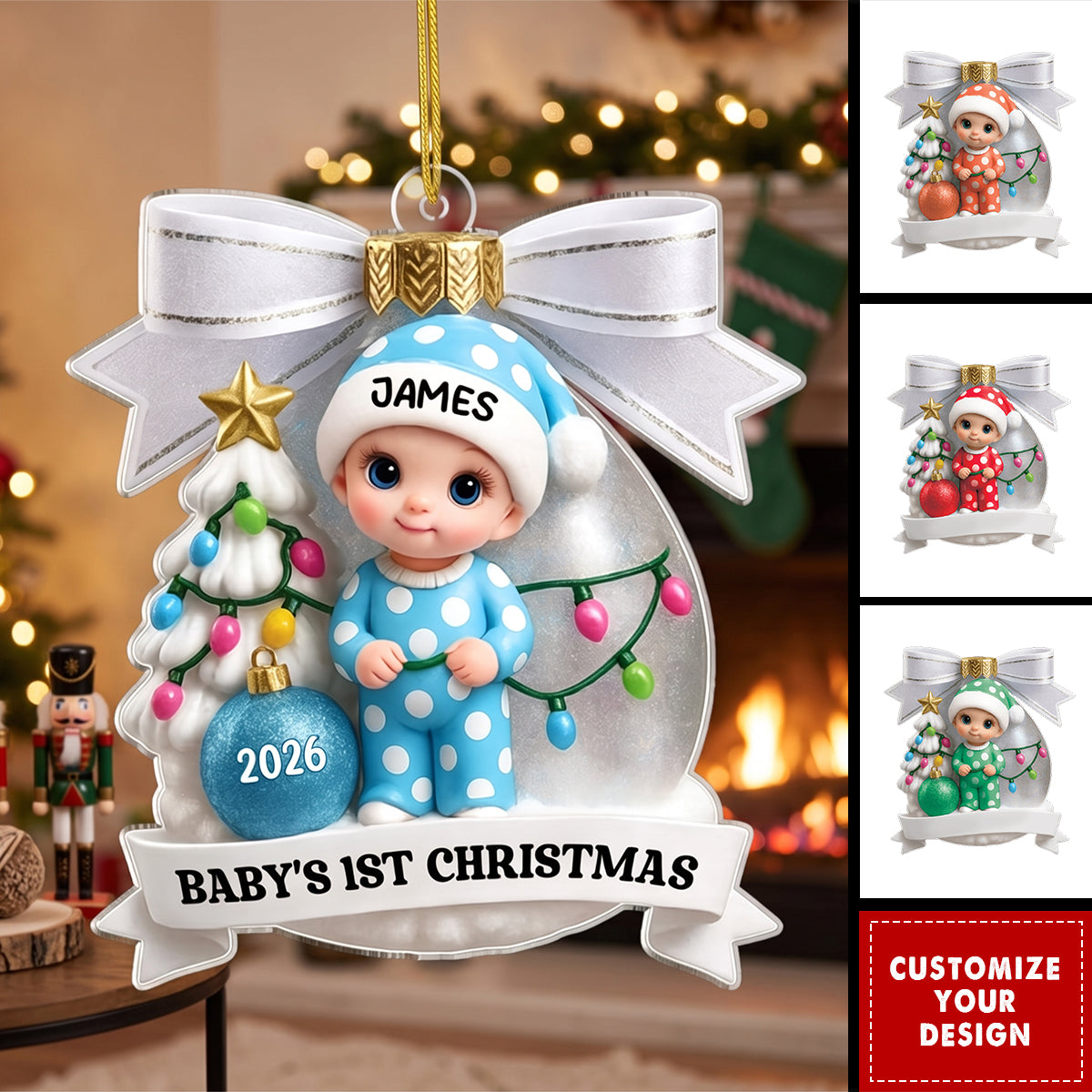 Personalized First Christmas Ornaments for Newborns - Baby's 1st Christmas Ornament