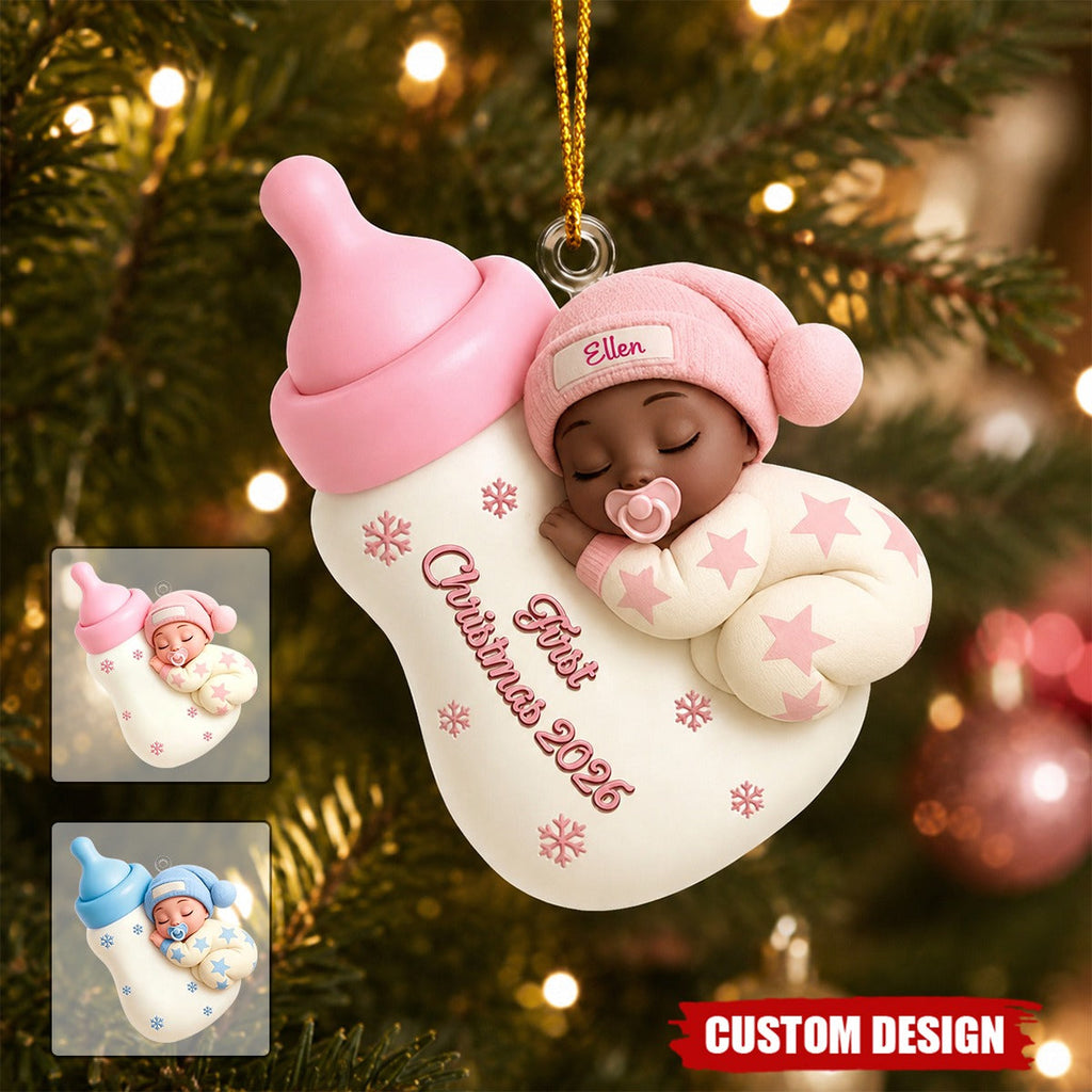 Custom Sleeping Baby's First Christmas- Personalized Newborn Acrylic Ornament