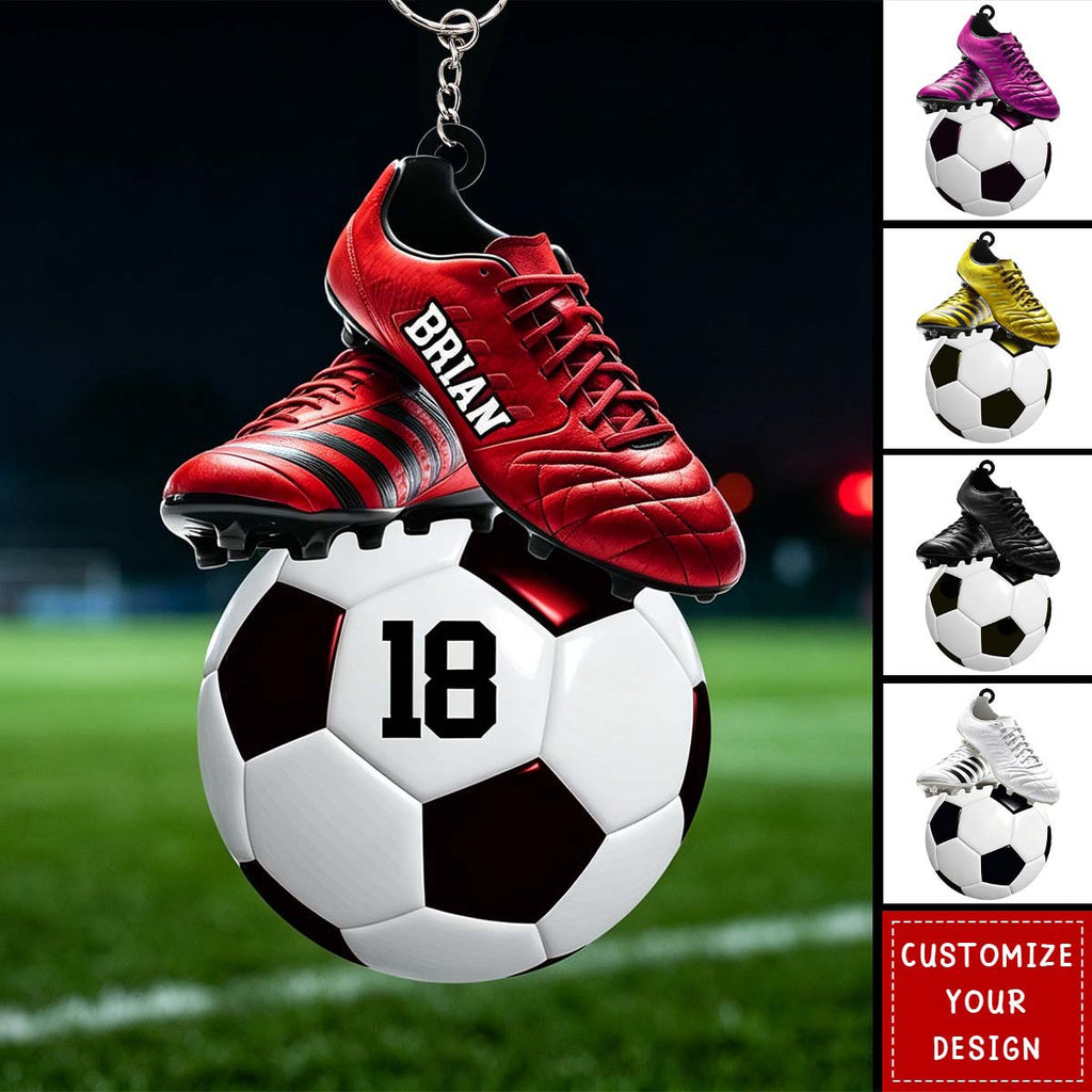 Personalized Soccer/Football Keychain: Custom Name & Number, Unique Gift for Soccer/Football Lovers
