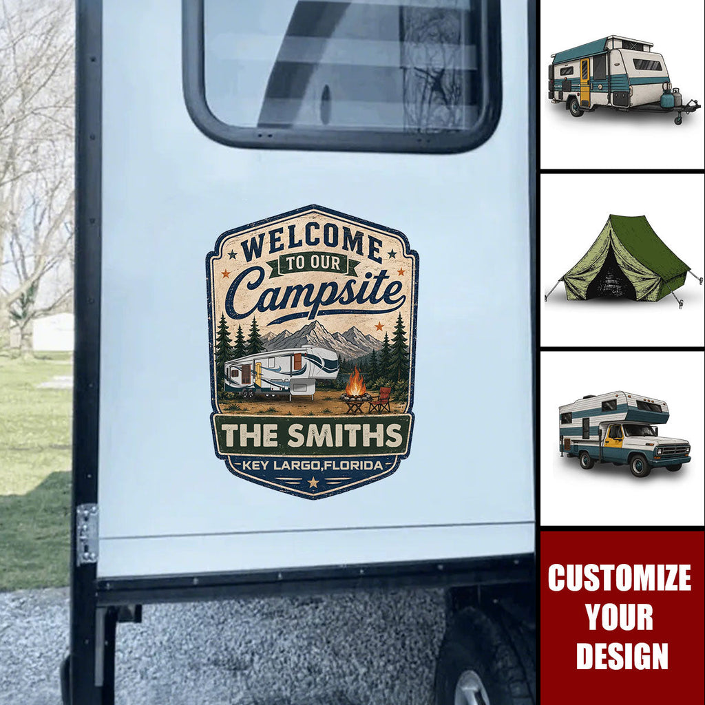 Custom Camper Sticker with Name & Location - Personalized Adventures RV Decal - Sleep Under The Stars