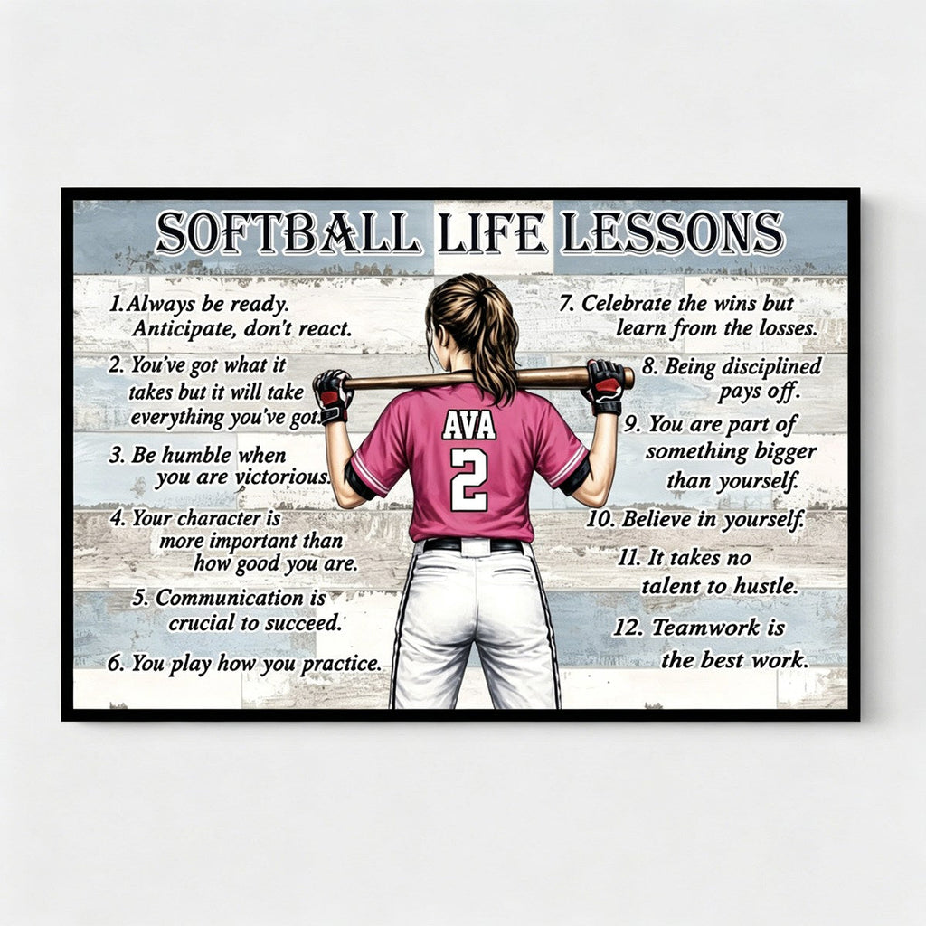 Personalized Baseball & Softball Life Lessons Poster - Gift for Sports Families