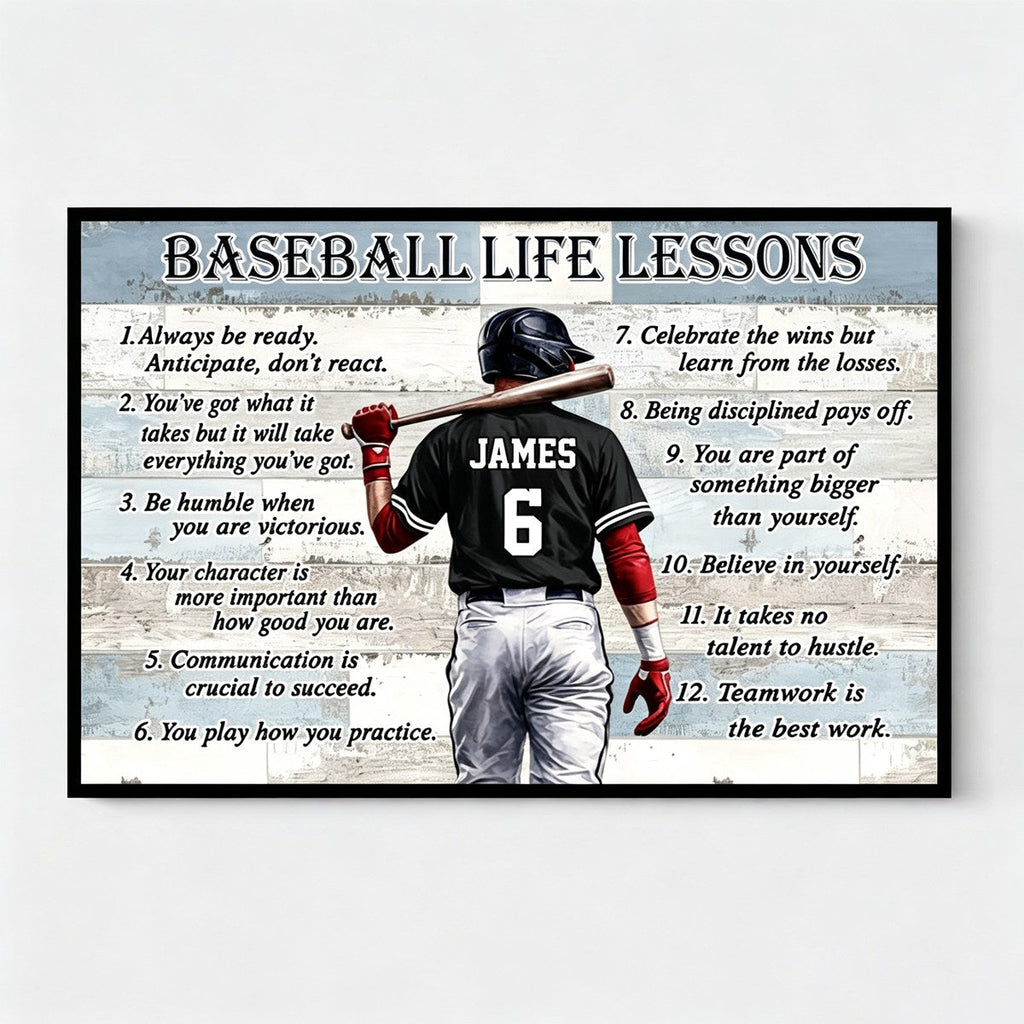 Personalized Baseball & Softball Life Lessons Poster - Gift for Sports Families