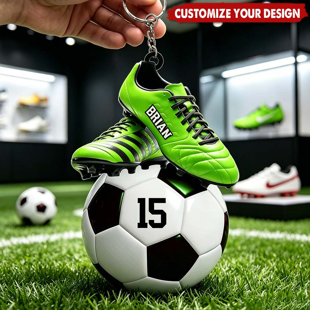 Personalized Soccer/Football Keychain: Custom Name & Number, Unique Gift for Soccer/Football Lovers