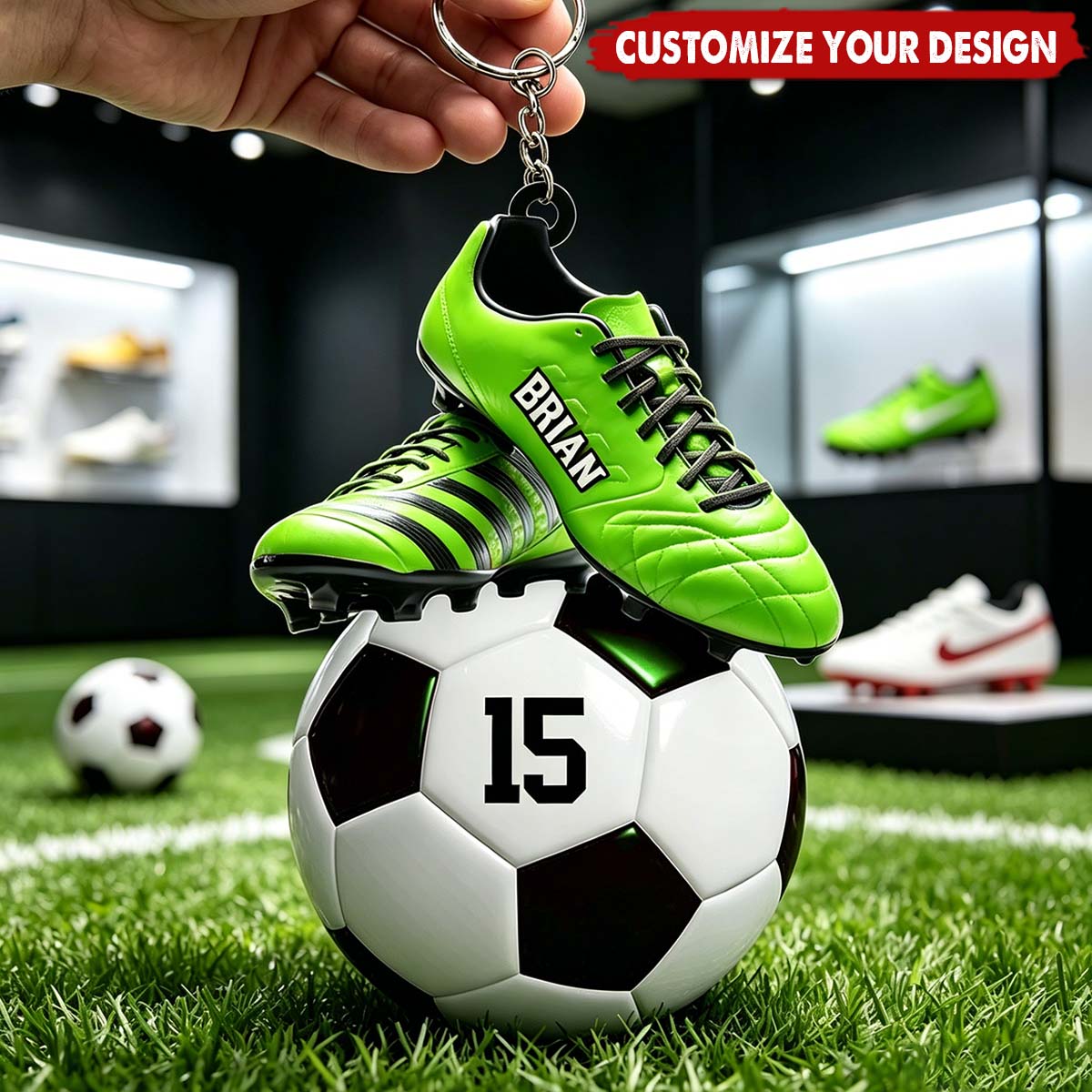 Personalized Soccer/Football Keychain: Custom Name & Number, Unique Gift for Soccer/Football Lovers