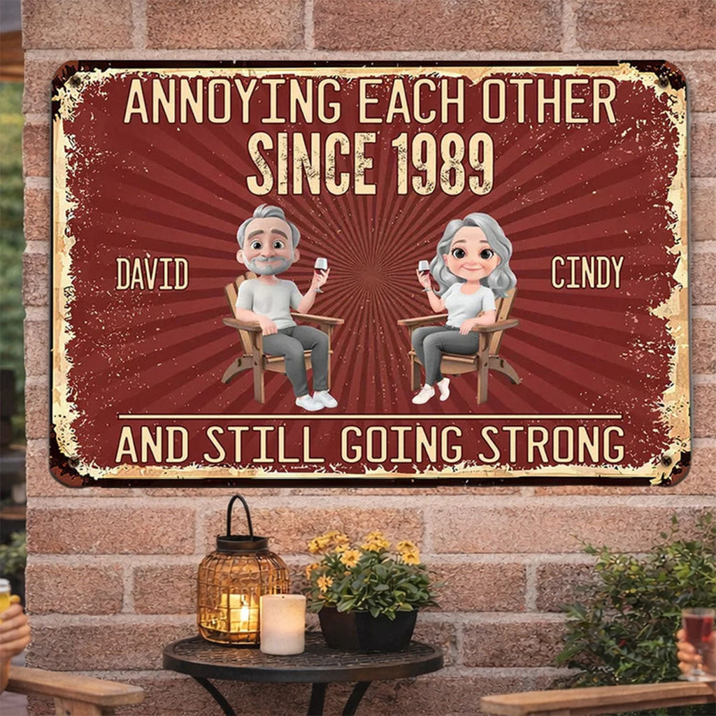 Custom Home Decor Metal Sign - Personalized Anniversary Wedding Gifts For Husband And Wife - Still Going Strong Humor