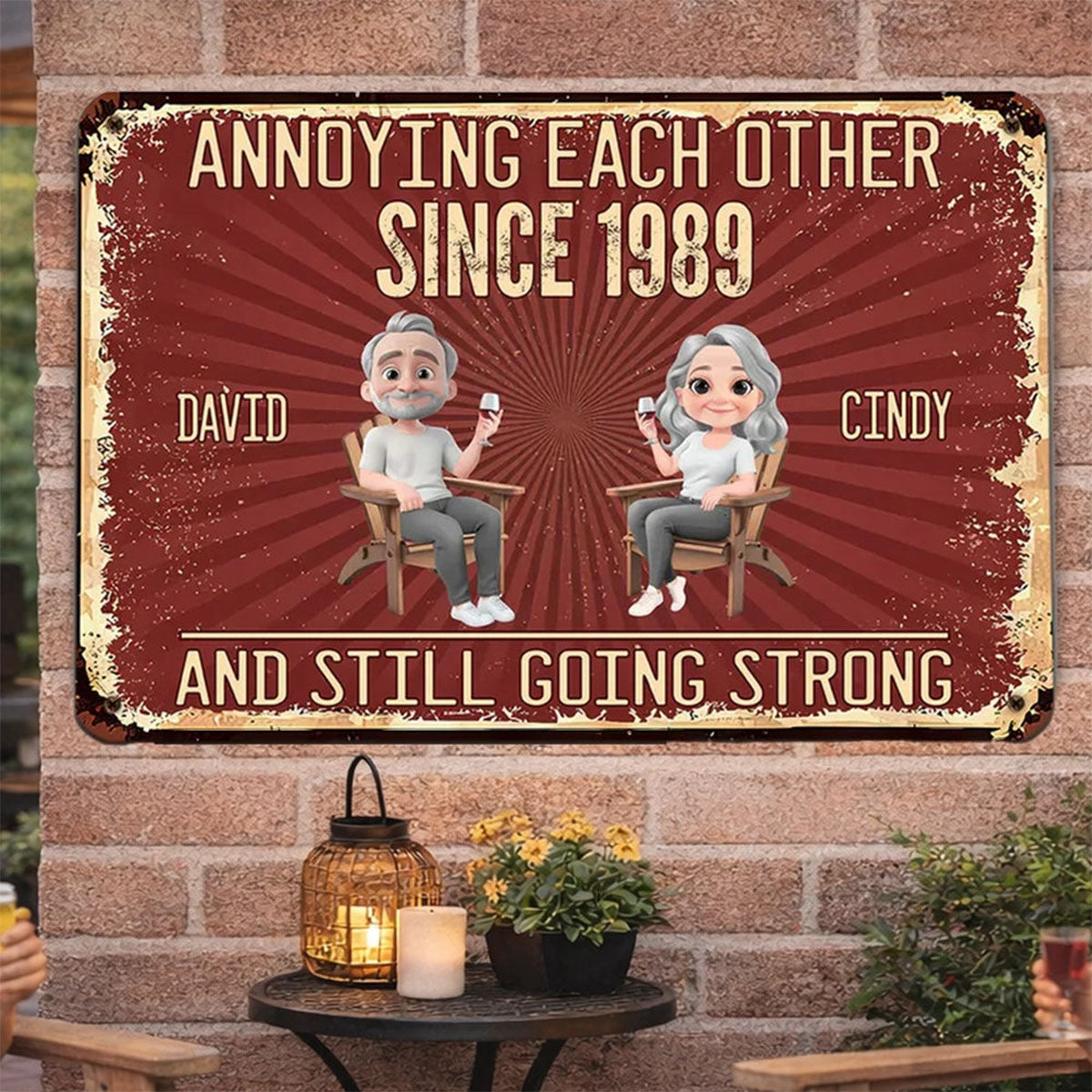 Custom Home Decor Metal Sign - Personalized Anniversary Wedding Gifts For Husband And Wife - Still Going Strong Humor