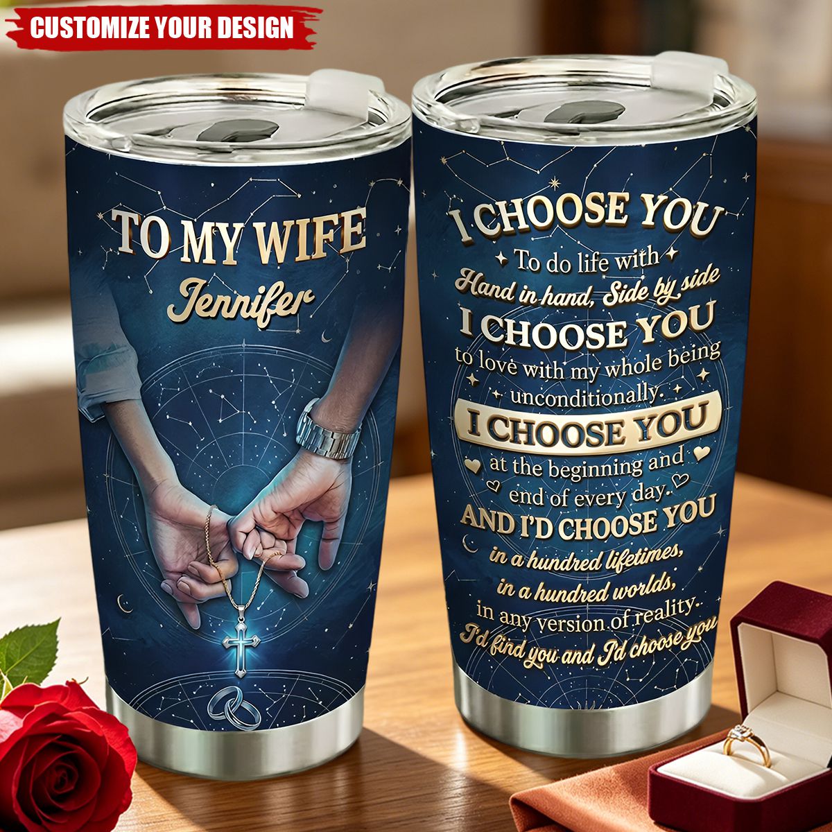 I Choose You - Personalized Custom 3D Effect Tumbler