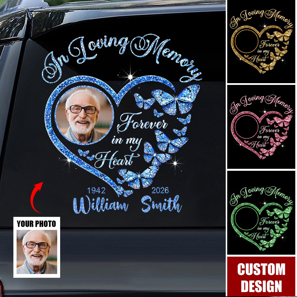 Personalized Forever In My Heart Car Window Decal Sticker