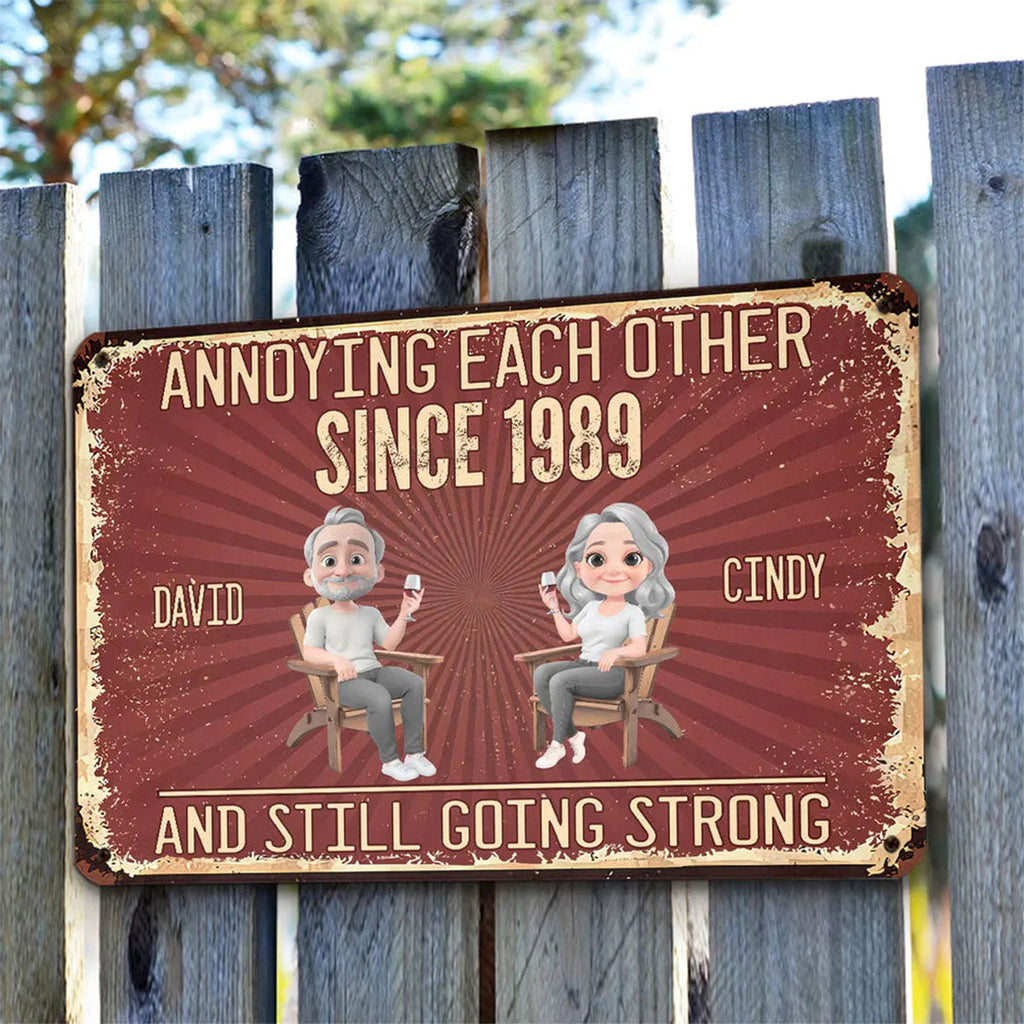 Custom Home Decor Metal Sign - Personalized Anniversary Wedding Gifts For Husband And Wife - Still Going Strong Humor