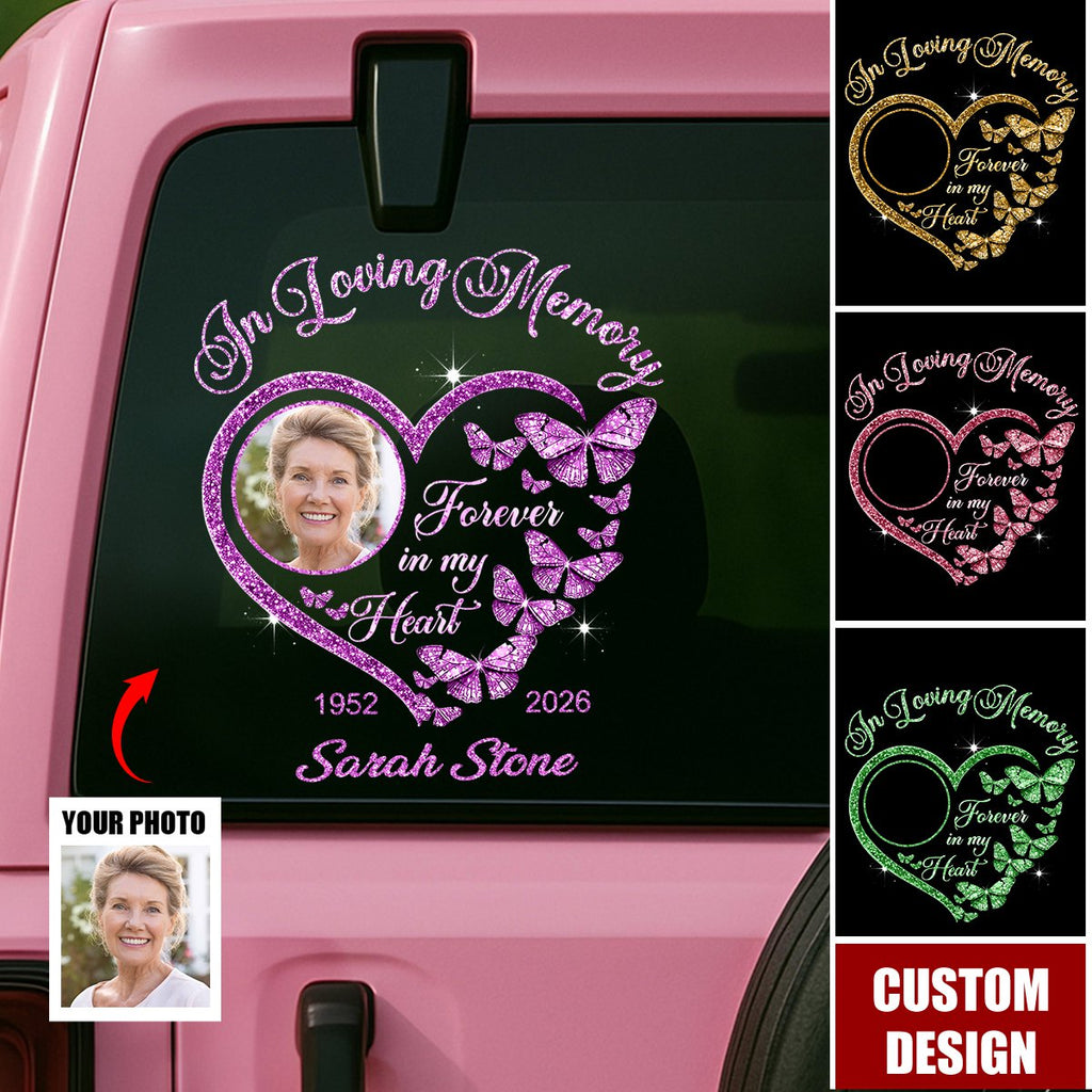 Personalized Forever In My Heart Car Window Decal Sticker