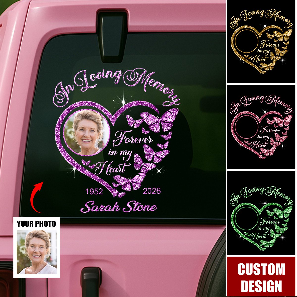 Personalized Forever In My Heart Car Window Decal Sticker