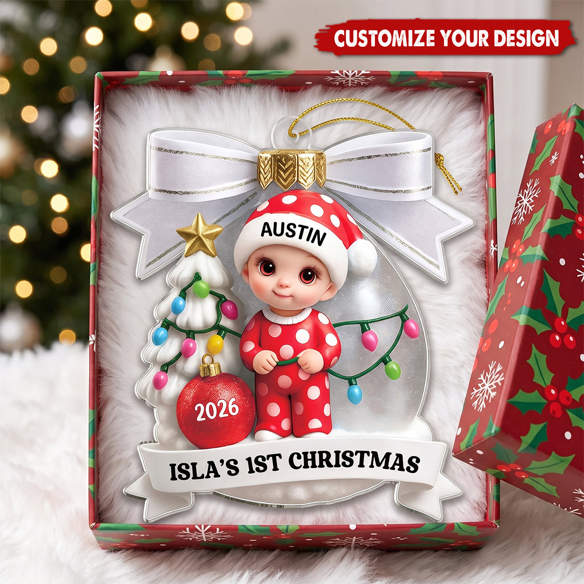 Personalized First Christmas Ornaments for Newborns - Baby's 1st Christmas Ornament