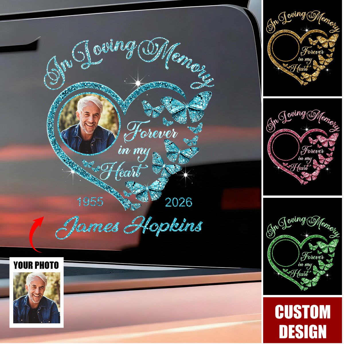 Personalized Forever In My Heart Car Window Decal Sticker