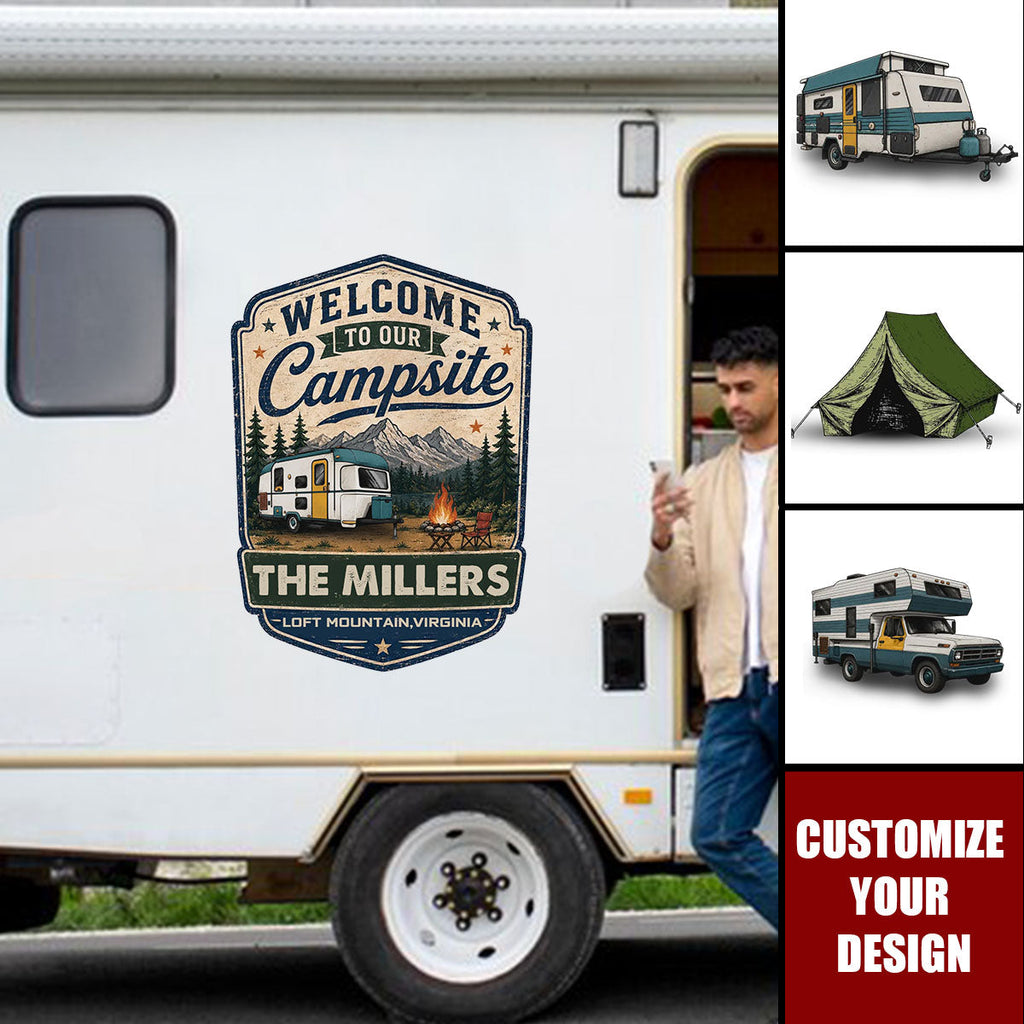 Custom Camper Sticker with Name & Location - Personalized Adventures RV Decal - Sleep Under The Stars