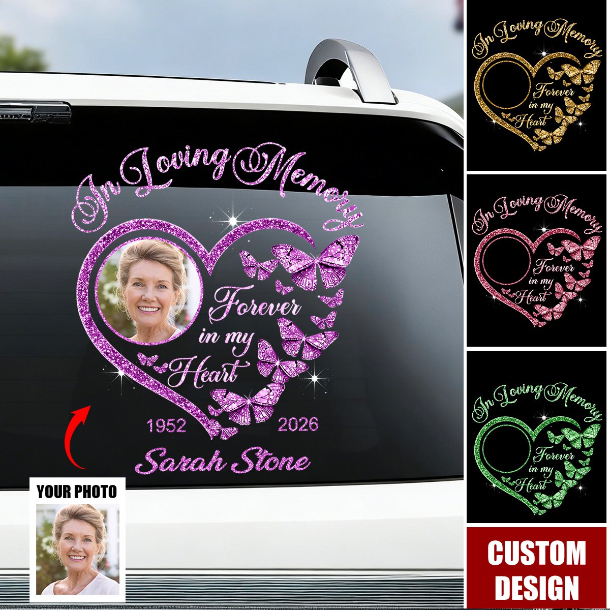 Personalized Forever In My Heart Car Window Decal Sticker