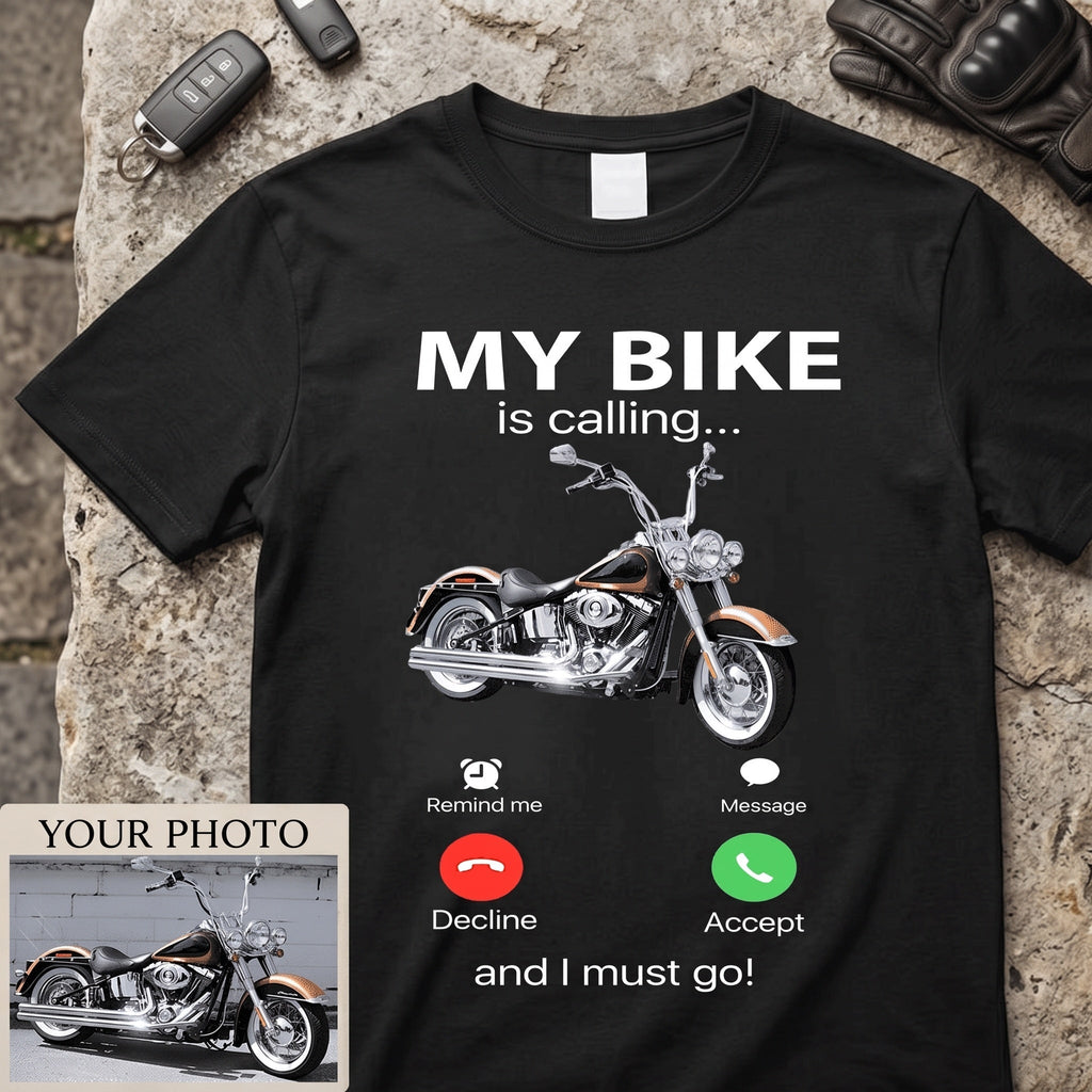 Motorcycle Personalized Photo T-shirt - Biker Funny T-shirt