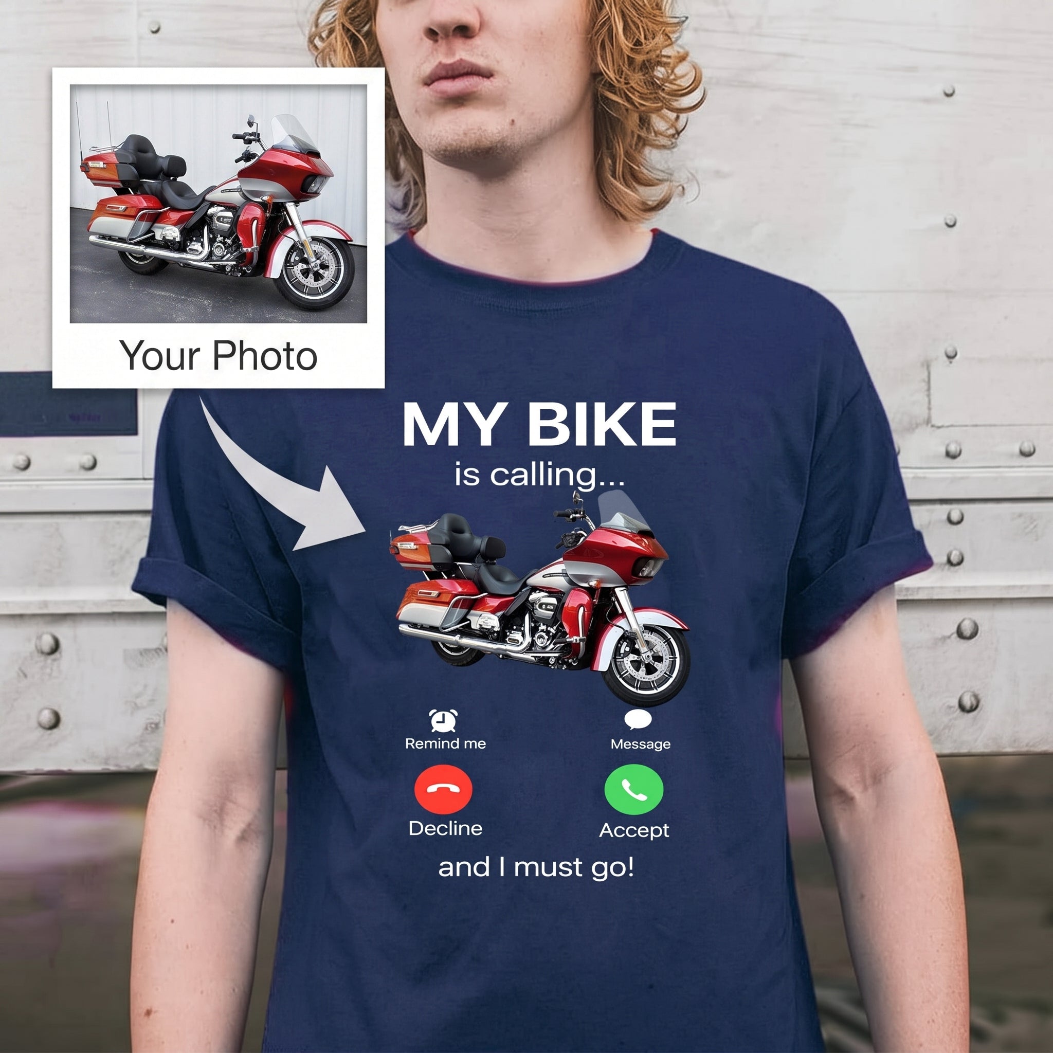 Motorcycle Personalized Photo T-shirt - Biker Funny T-shirt