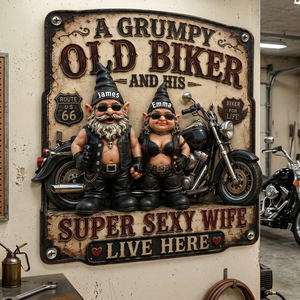 Biker Couple Metal Sign - Personalized Gifts For Couples
