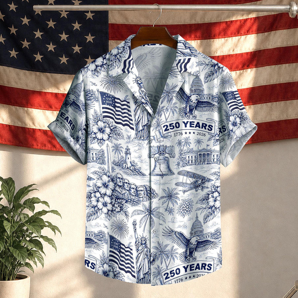 USA 250th Anniversary Hawaiian Shirt, 250 Years of Freedom Aloha Shirt