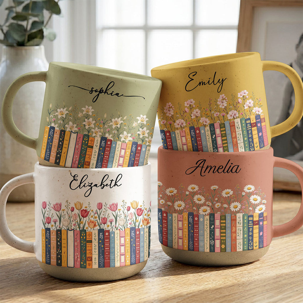 Custom Name & Birthflower For Book Lovers, Book Clubs - Personalized Mug