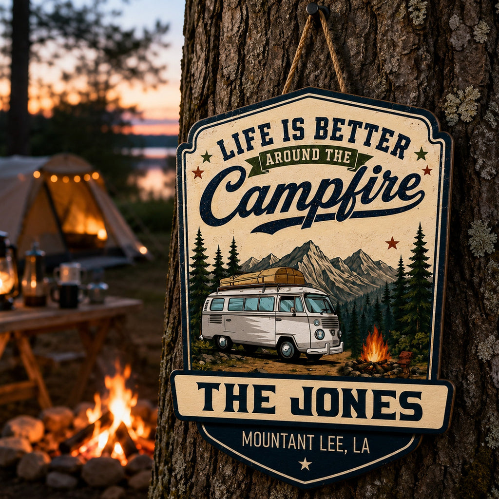 Welcome To Our Campsite - Personalized Wood Sign
