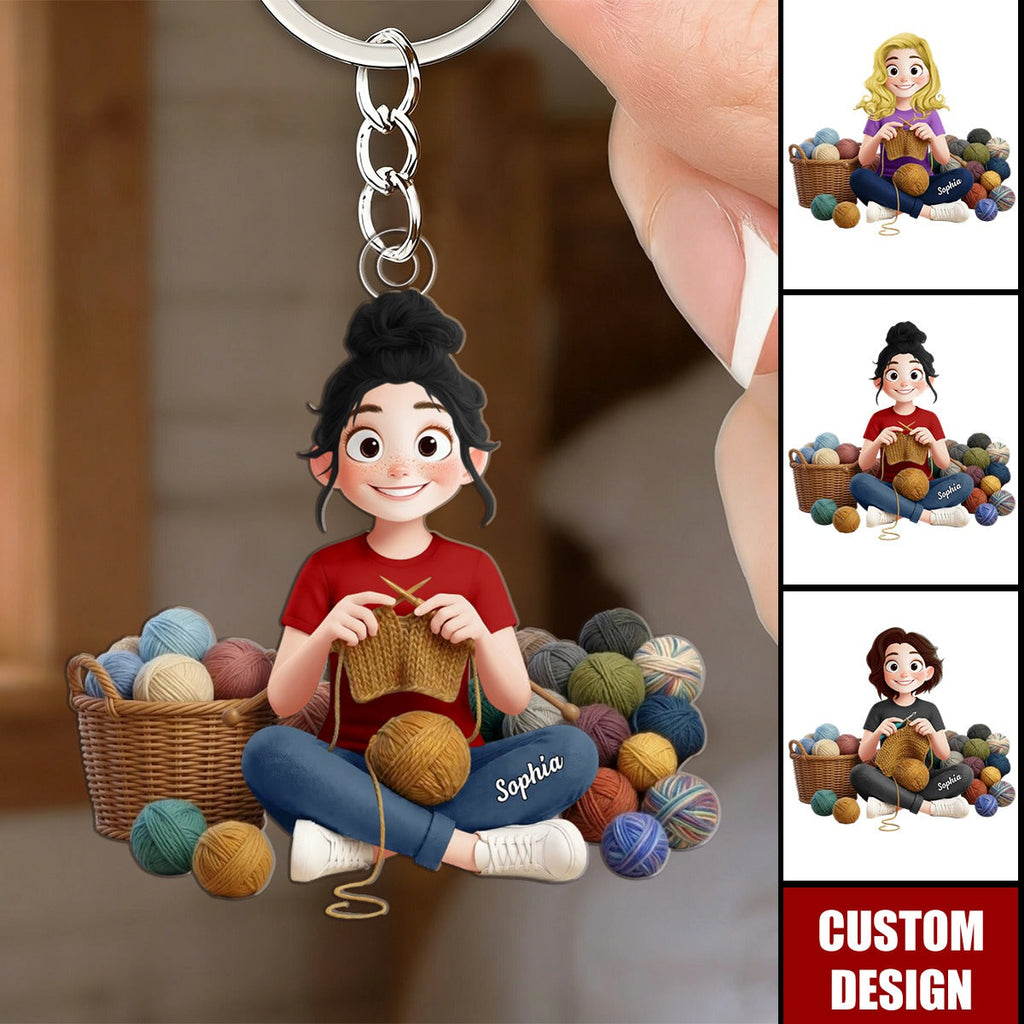 Knitting ,Crochet - Personalized Acrylic Keychain
