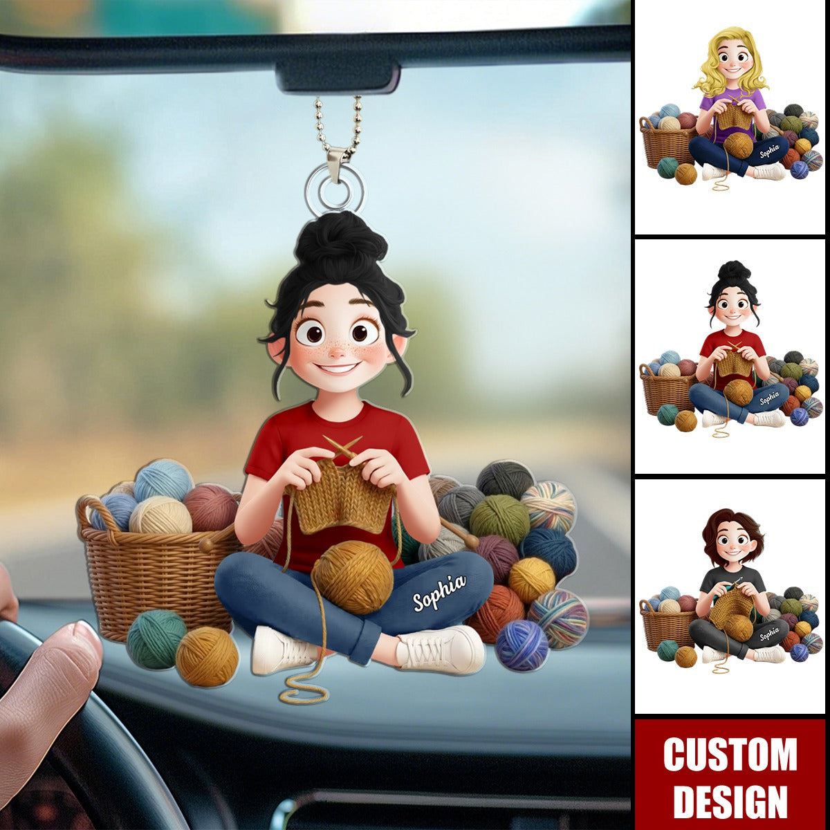 Knitting ,Crochet - Personalized Acrylic Car Ornament