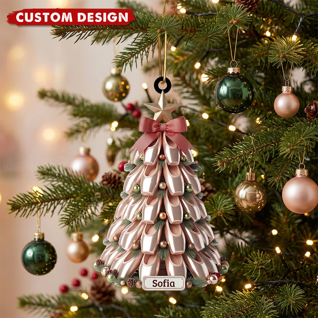 Personalized Ballet Shoe Christmas Tree Ornament - Ballet Dancer Gift
