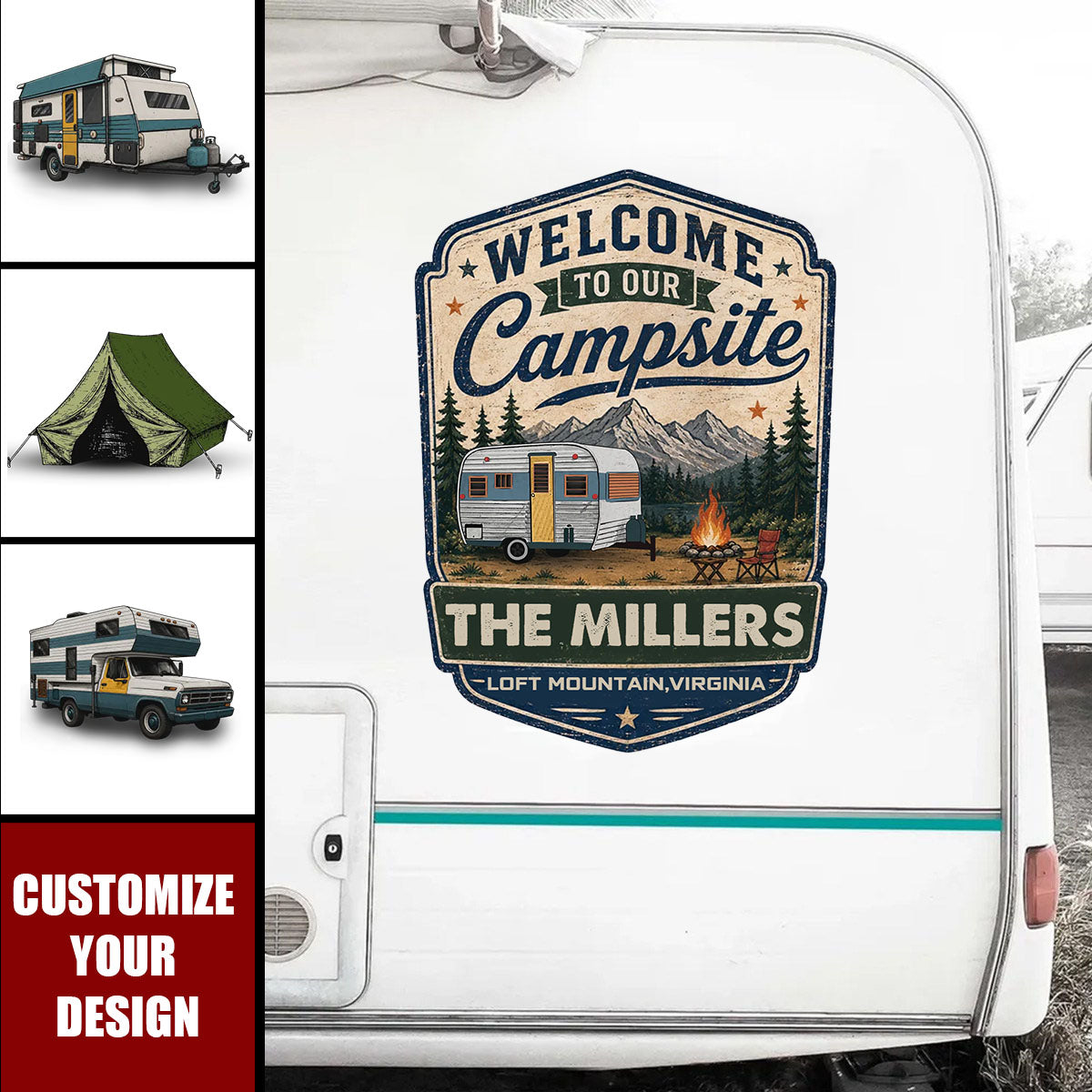 Custom Camper Sticker with Name & Location - Personalized Adventures RV Decal - Sleep Under The Stars
