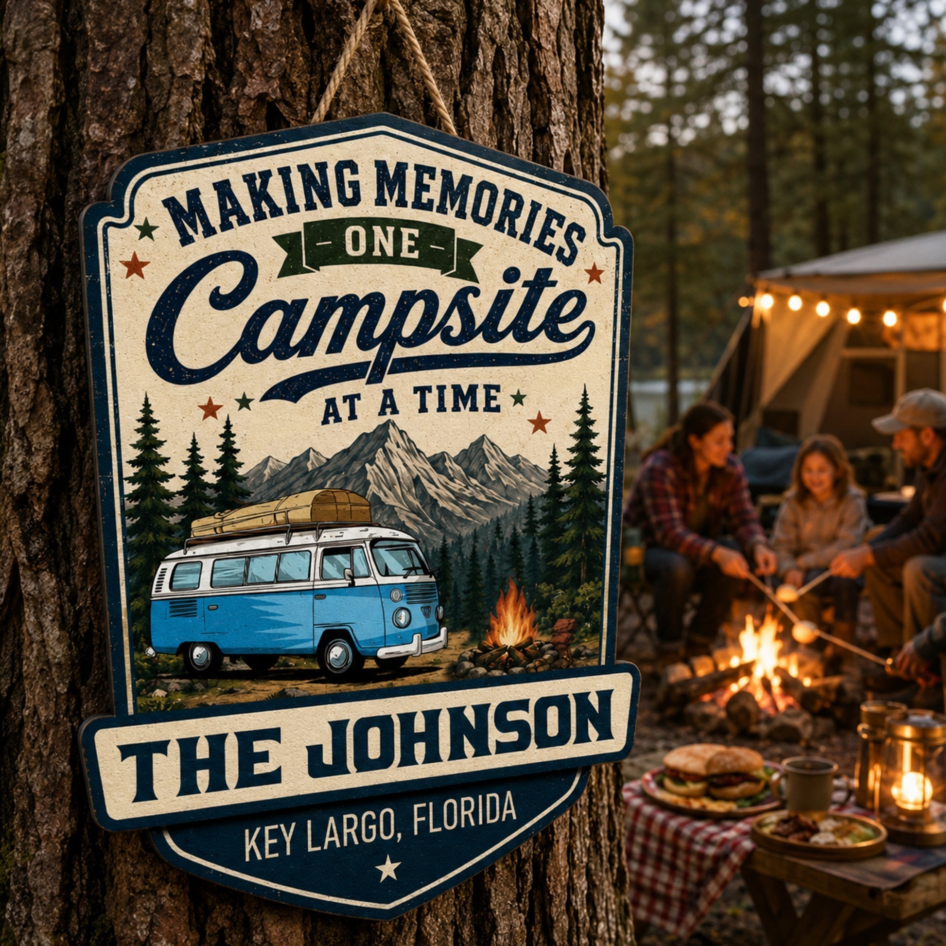 Welcome To Our Campsite - Personalized Wood Sign